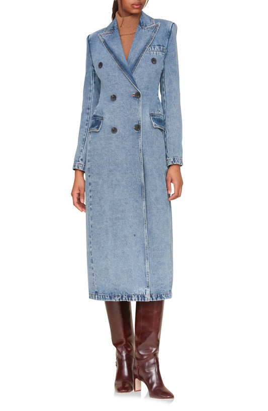 Double Light Breasted Denim Coat