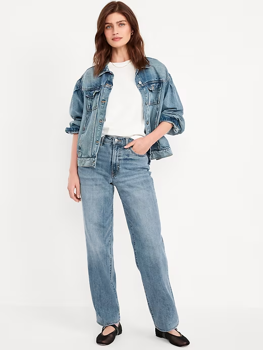 High-Waisted Loose Jeans