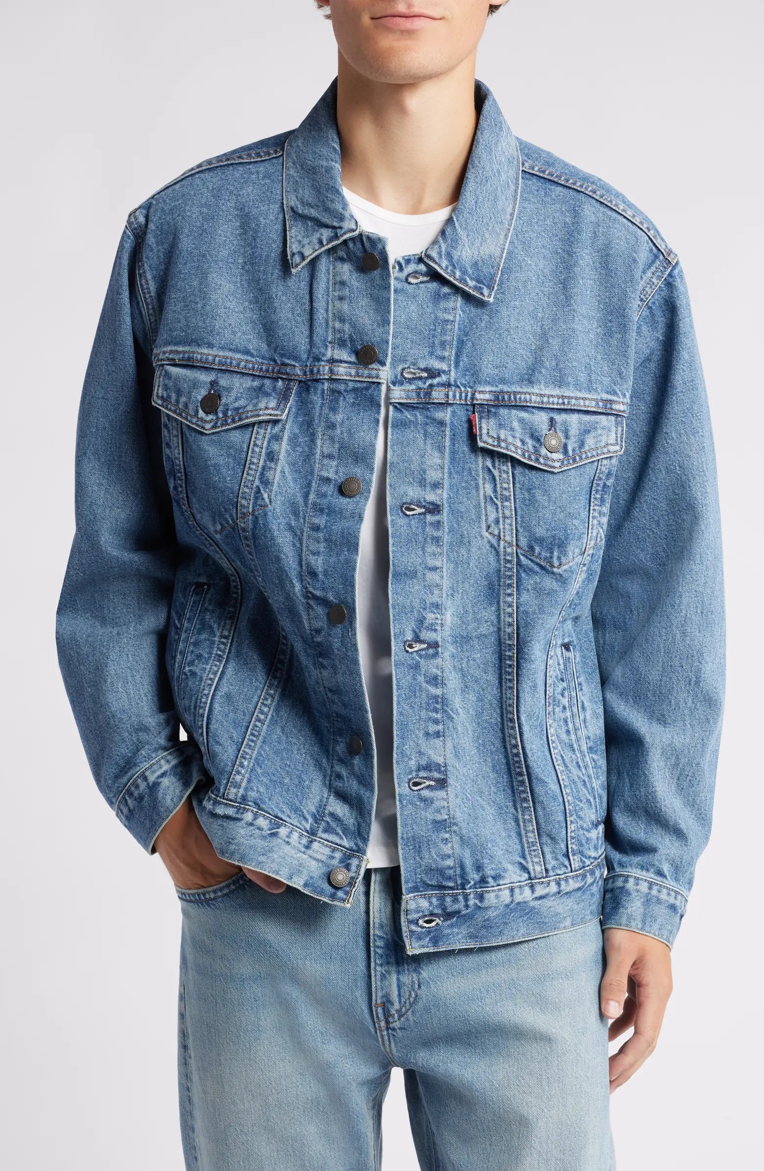 Big & Tall Light Wash Denim Jacket